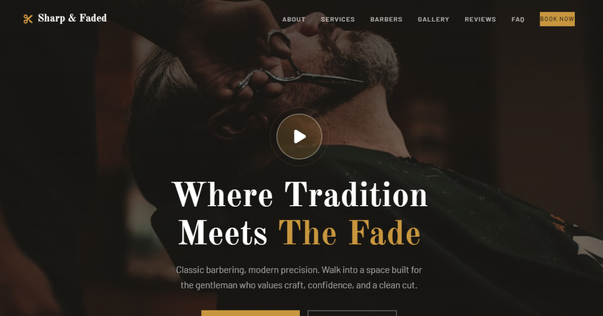 Sharp & Faded — Barbershop Website Template — screenshot 1
